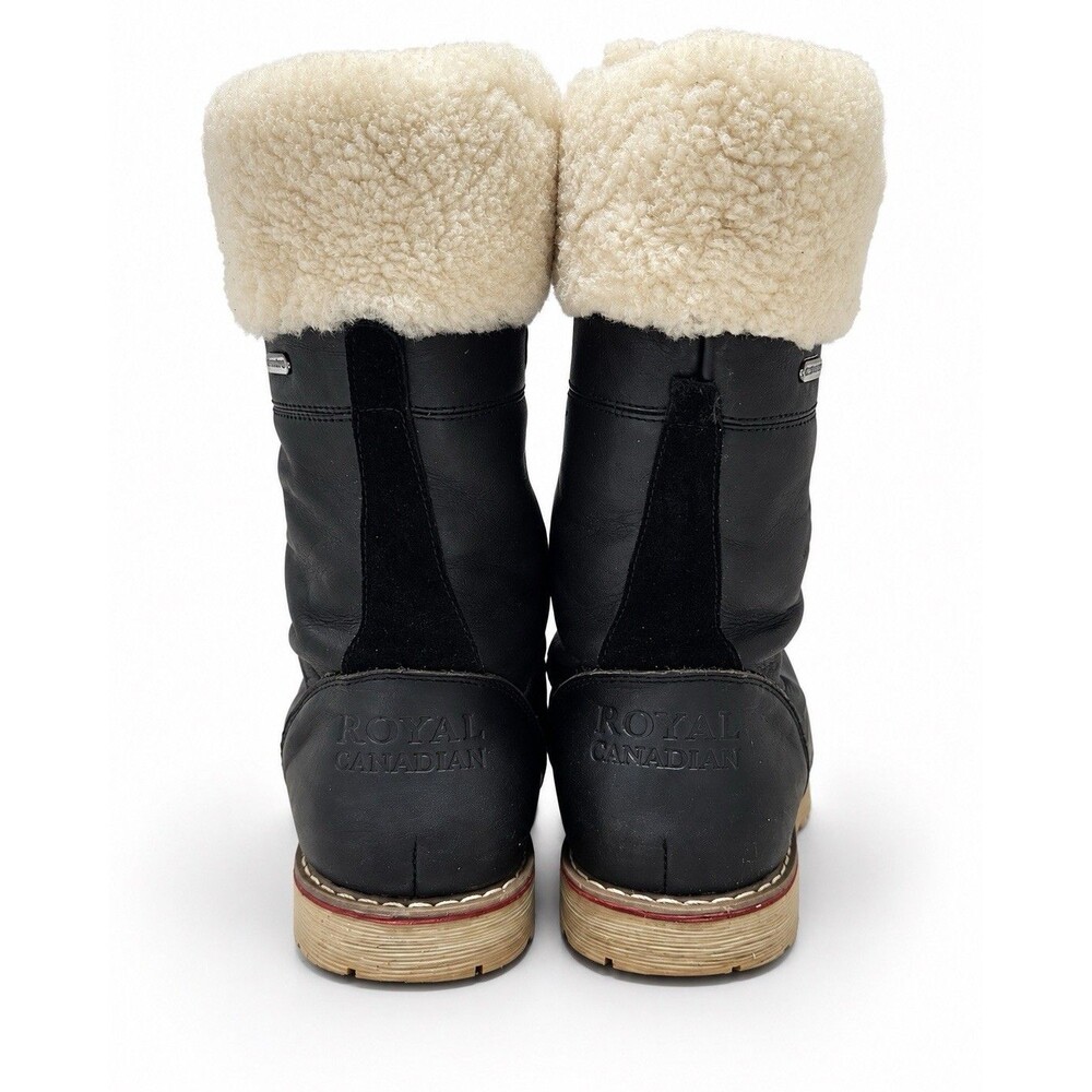 Royal Canadian Louise Waterproof Shearling Leather Snow Boots Women’s 8.5 Black - Picture 3 of 8